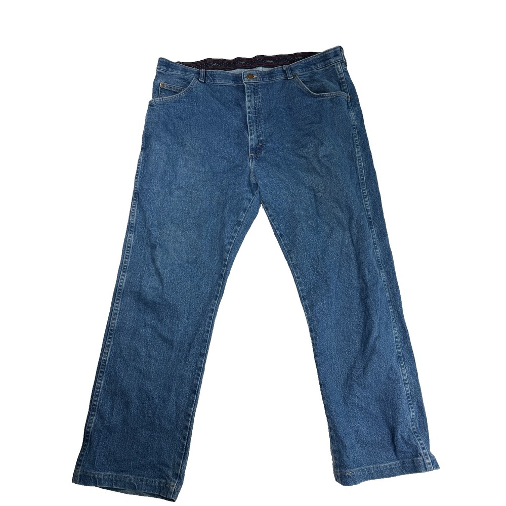 Wrangler Mens Jeans 40x27 Blue Denim Regular Fit Workwear Distressed 855WAQD